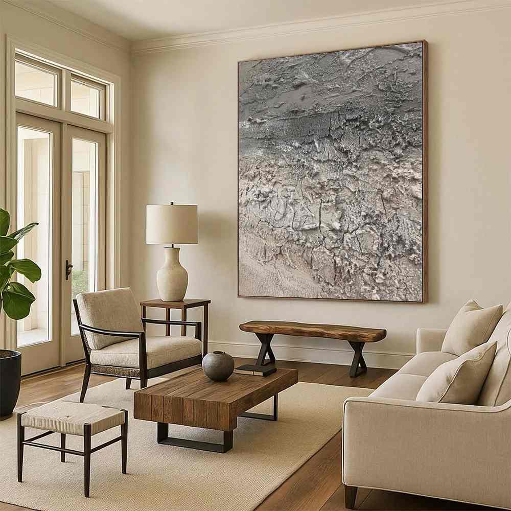 Industrial Texture Gray Abstract Canvas Artwork ZDPH2 wall art